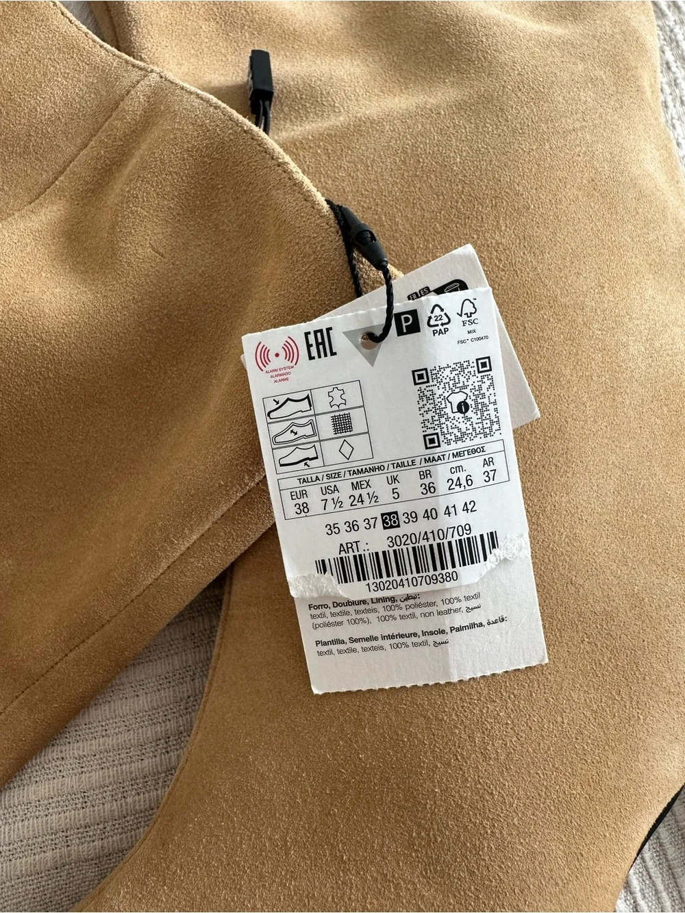 ZARA Leather Knee High Pointed Toe Boots Camel Size 38 / US 7.5 NWT